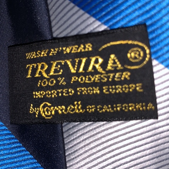 Trevira by Cornell of California colorblock office formal tie blue black grey - Picture 4 of 4